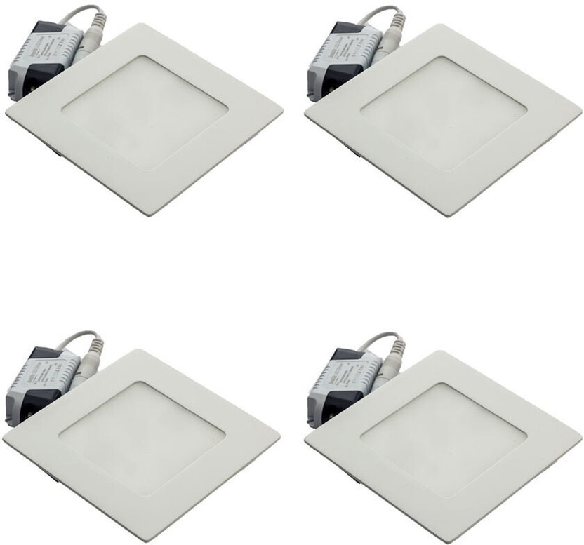 GALAXY 6 watt LED Square Slim Panel Light False Ceiling POP DownLight Indoor Light White pack of 4 Recessed Ceiling Light Ceiling Lamp(White)