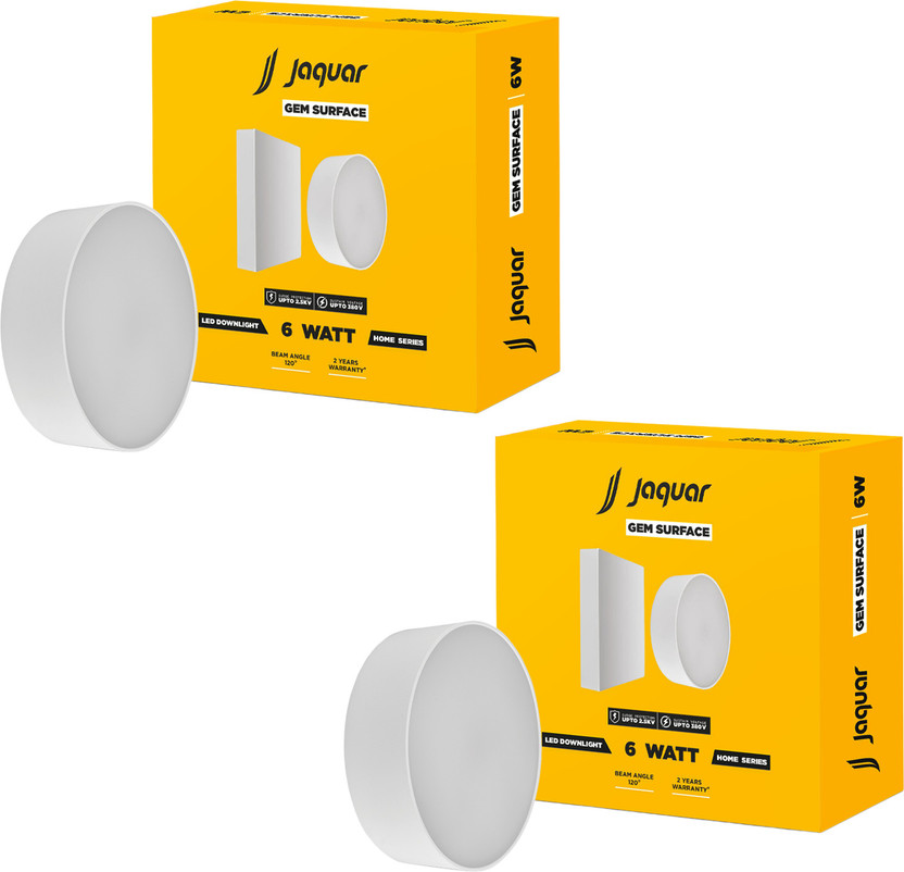 Jaquar 6W LED Gem Trim Less Round Surface Mount Down Cool Day (Pack of 2) Ceiling Light Ceiling Lamp(White)