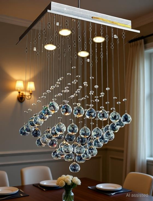 Crysta World Home Decorative Crystal Chandelier Lightning Fixture Ceiling Light Pendant Lamp Ceiling Lamp(White)