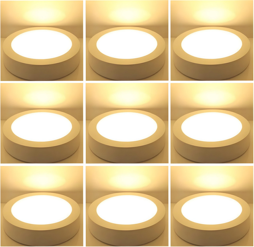 MVL MVL LED 6W CBL Round Surface Down Light, Pack of 9, Warm White Ceiling Light Ceiling Lamp(Yellow)