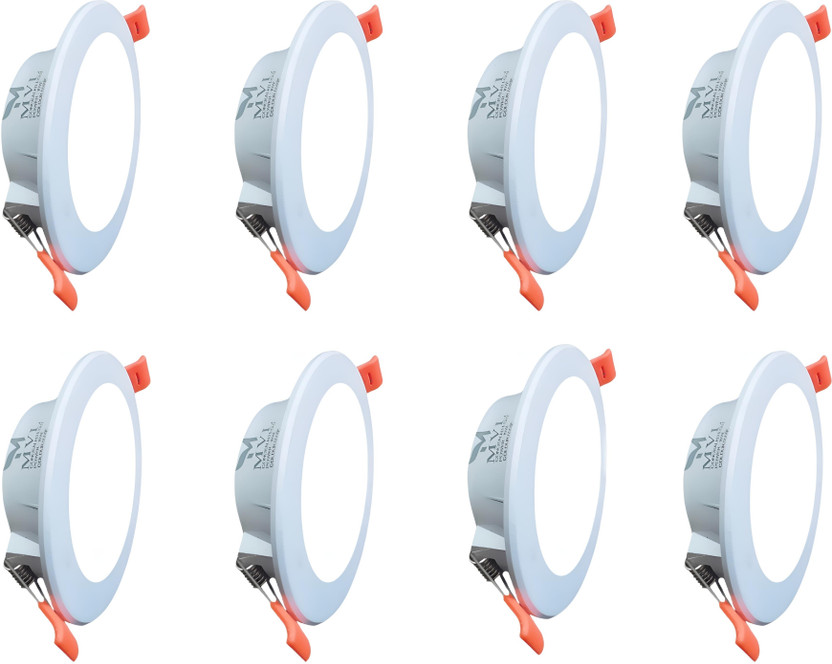 MVL MVL Maxa 10-Watts Round Led Panel Conceal Down Light White Pack of 8 Ceiling Light Ceiling Lamp(White)
