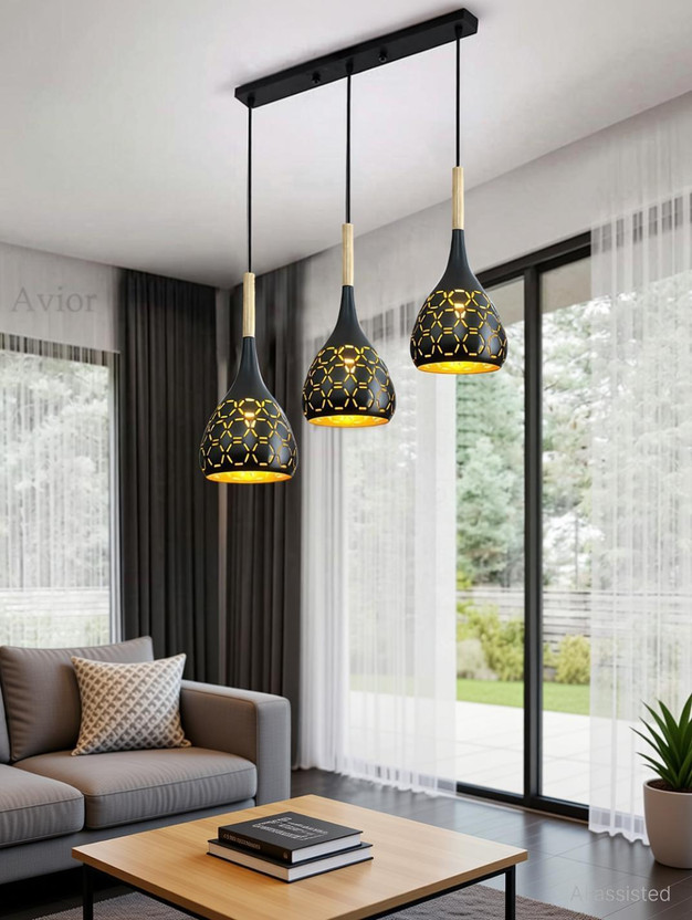 Lyse Decor Hanging lights/lamps for Bedroom, Kitchen and Living room Ceiling Light Ceiling Lamp(Black, Beige)