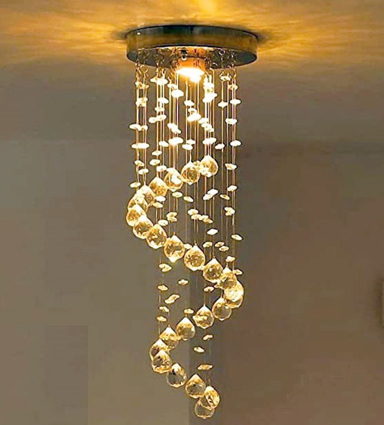 Ganeshart Ganeshart Crystal Chandelier For Living room Ceiling Led Light 9InchSpiral cf010c Chandelier Ceiling Lamp(Yellow) - Flipkart Deal