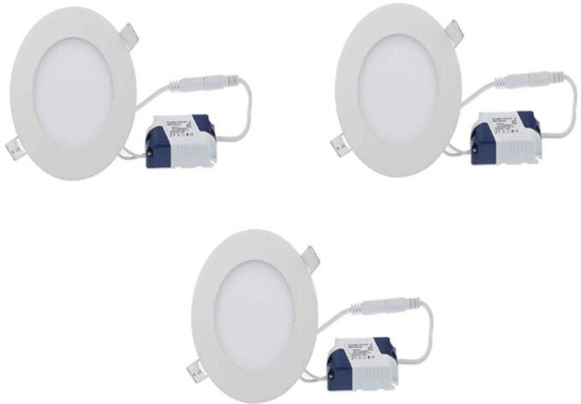 GALAXY 6 watt LED Round Slim Panel White Light False led Ceiling POP DownLight Indoor Light pack of 3 Recessed Ceiling Light Ceiling Lamp(White)
