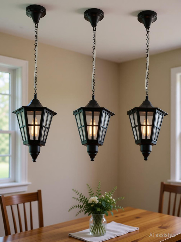 Areezo Metal Black Hanging Pendant Light For Decorative(Bulb is Not Includ) (PACK OF 3) Pendant Lamp Ceiling Lamp(Black)