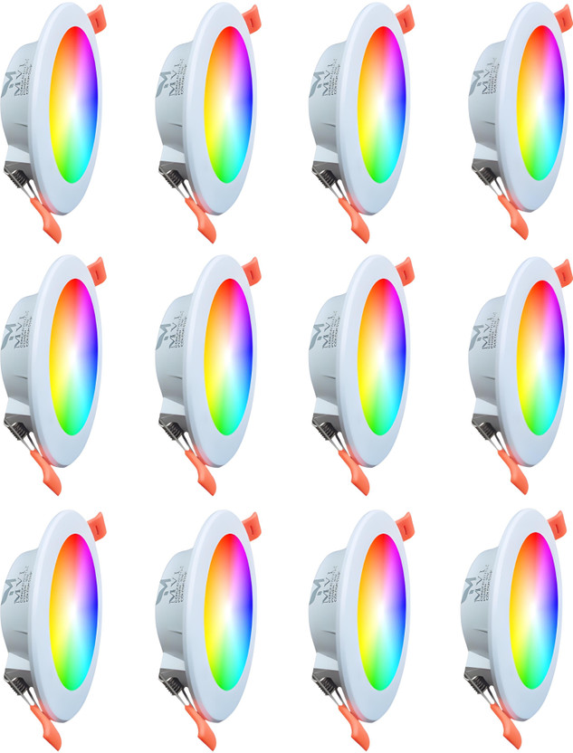 MVL Maxa 10-Watts 7-in-1 Multicolor Round Led Conceal Down Light Pack of 12 Ceiling Light Ceiling Lamp(Multicolor)