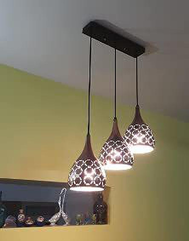 KINIS KIN-LINEAR ANTIQUE THREE CUTTING THAALI Cluster Light/Cluster Ceiling Light Chandelier Ceiling Lamp(Brown)