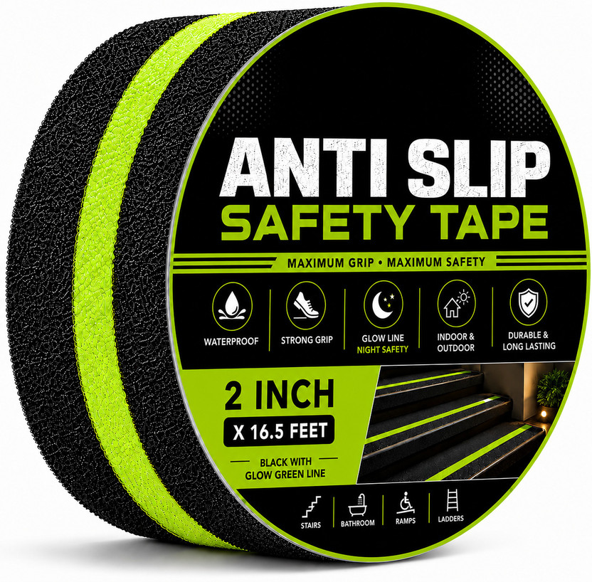 JILOX JILOX Anti Slip Grip, Tape Non-Slip Traction Tapes With Glow In The Dark Reduce, The Risk Of Slipping For Outdoor Or Indoor Stair Tread Step, Dispenser Other Slippery Surfaces-(2 Inch X 5 Meter) (Manual)(Set of 1, Green, Black) - Flipkart Deal