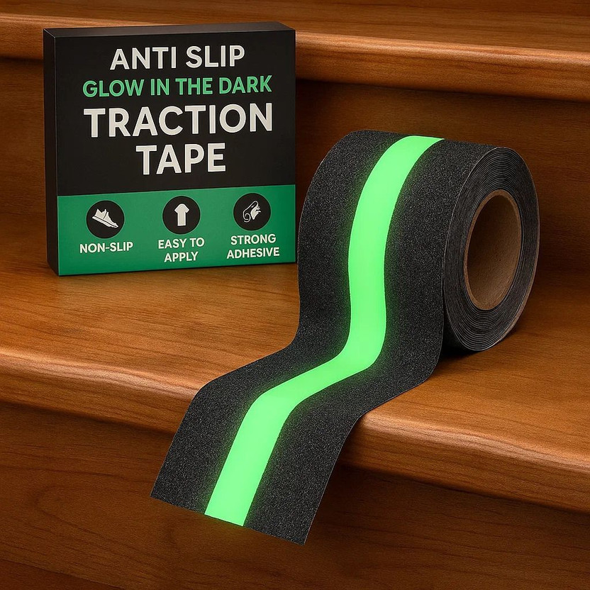 KESOL Safety Grip Tape or Luminous Adhesive Tape Anti slip tape Glow-in-the-Dark Anti-Slip Safety Tape (Manual)(Set of 1, Black, Green)