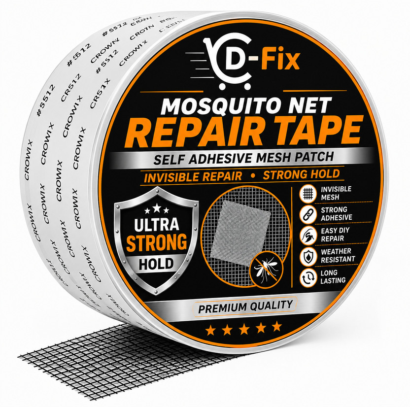 Dfix Mosquito Net Repair Tape (5CM x 200CM) Self Adhesive Window Screen Mesh Repair Roll Window Repair Tape (Manual)(Set of 1, Grey)
