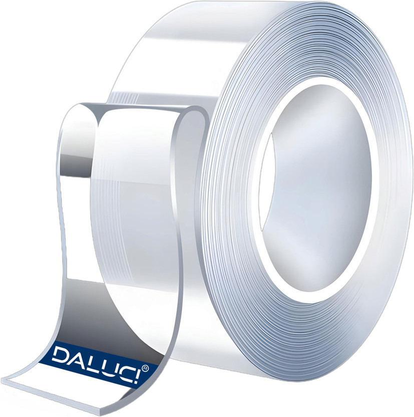 DALUCI 3 Meter Double Side Medium Multipurpose Nano Double Sided Tape Heavy Duty Removable Traceless Mounting Adhesive Tape for Walls Kitchen Carpet Fixing Photos Pasting, Washable Reusable Strong Sticky Strips Gel (Manual)(Set of 1, Transparent)