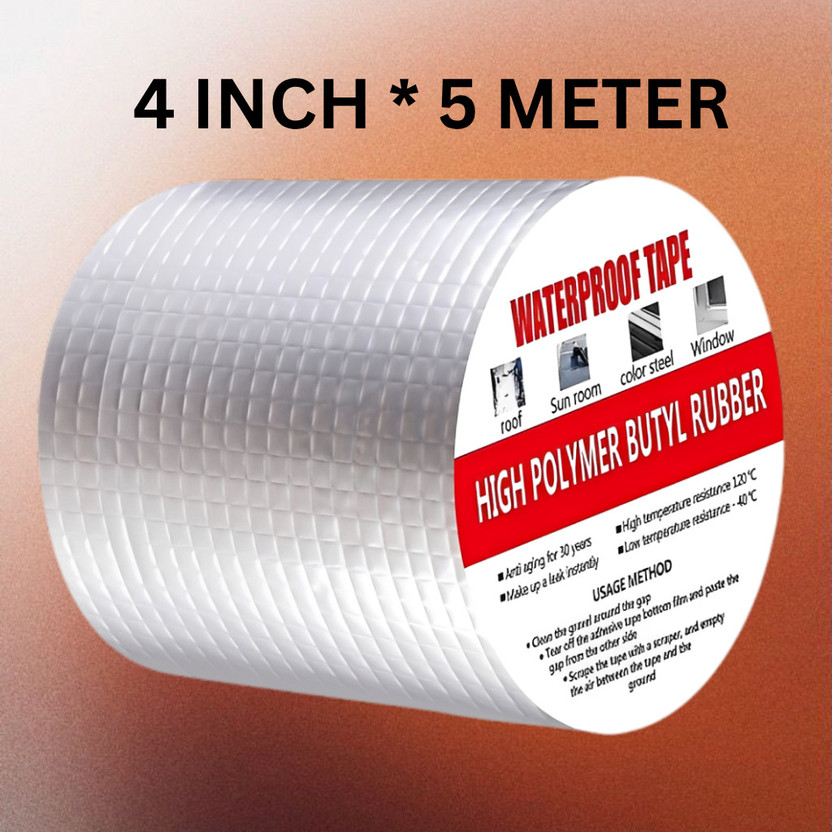 ishkrish enterprise Alluminium Leakage Repair Waterproof Tape For Pipe Roof Water Solution Manual Dispenser Aluminium Foil Adhesive Sealing butyl rubber tape 4 inch x 5 meter (Manual)(Silver)