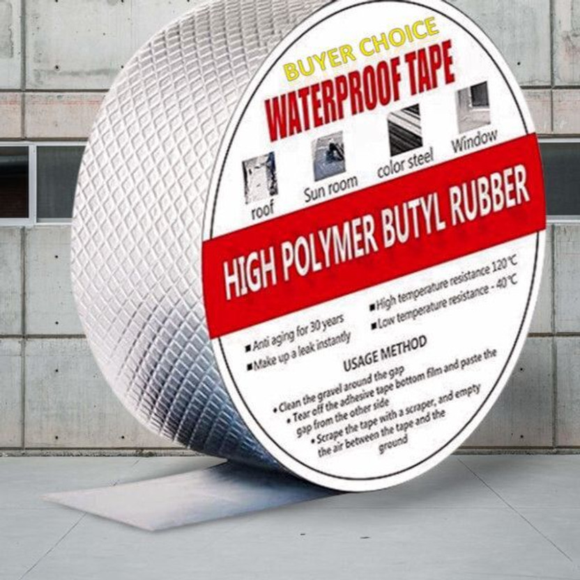 Buyer Choice Butyl Waterproof Tape for Plastic, Metal, Concrete Repair tape Heavy Thikness Leakage Solution for repairing, sealing, Fixed wire and cable High Polymer Synthesis Butyl Glue For Durable (Manual)(Set of 1, Roof Water Leakage,Window Sealing,Outdoor Equipment, Pvc & Plumbing Pipes,Silver)