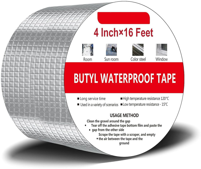 PINOPZA Self Adhesive Butyl Tape Without Dispenser Waterproof Repair Tape (Manual)(Set of 1, Silver)