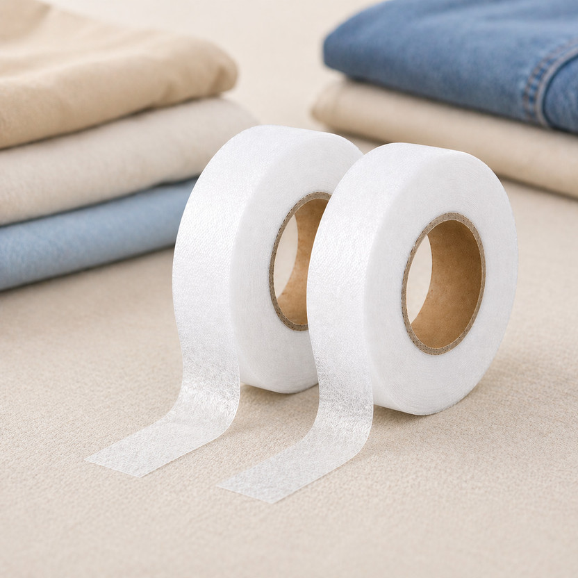 TAKKAR Double Sided Iron-on Hemming Tape for Clothes & Curtains - No-Sew Fusible Web Roll (Manual)(Set of 2, White)