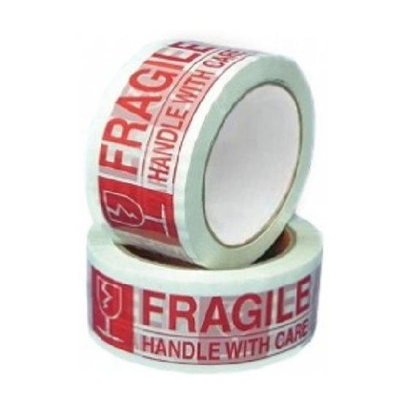 Hippo Handle With Care Fragile Printed Self Adhesive Fragile Handle With care Printed Cello Tape (Manual)(Set of 2, Red, White)