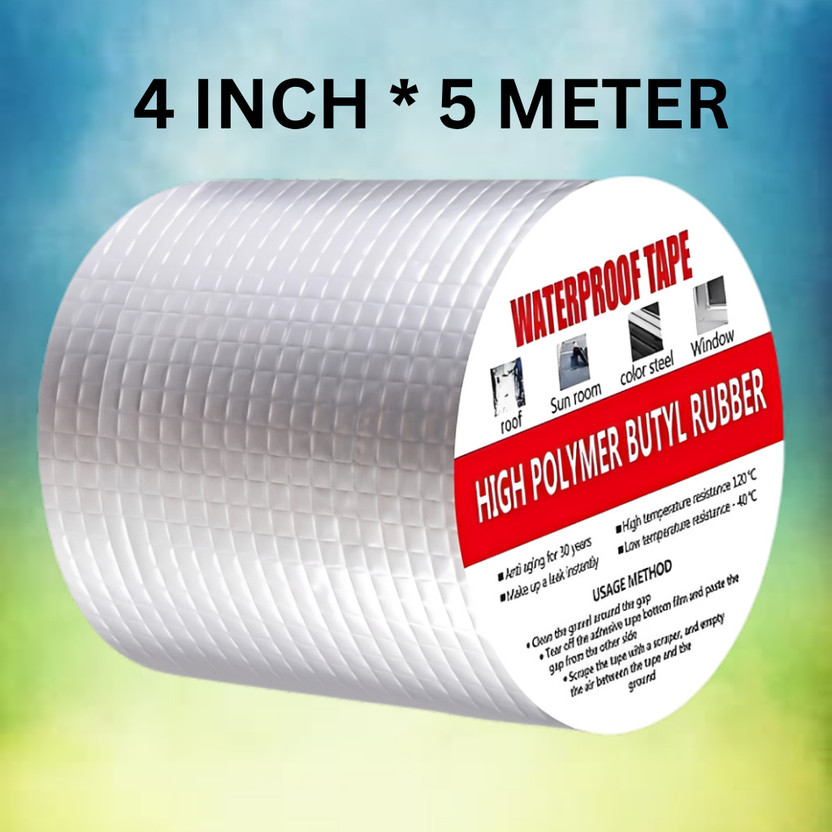 CELESTICK Alluminium Leakage Repair Waterproof Tape For Pipe Roof Water Solution Manual Dispenser Aluminium Foil Adhesive Sealing butyl rubber tape 4 inch x 5 meter (Manual)(Silver)