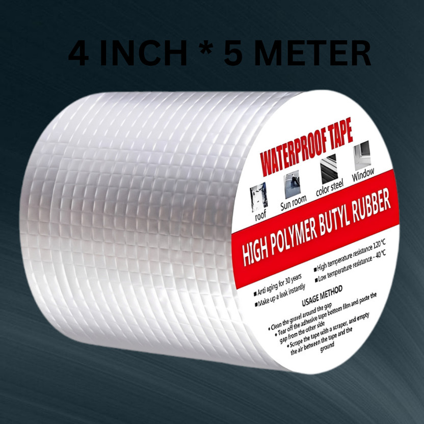 ishkrish enterprise Alluminium Leakage Repair Waterproof Tape For Pipe Roof Water Solution Manual Dispenser Aluminium Foil Adhesive Sealing butyl rubber tape 4 inch x 5 meter (Manual)(Silver)