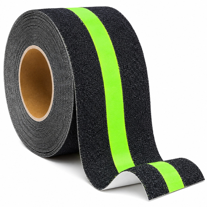 HavenFlix Anti Slip Tape with Glow in Dark Stripe Handheld Adhesive Tape (Manual)(Set of 1, Black&Green)