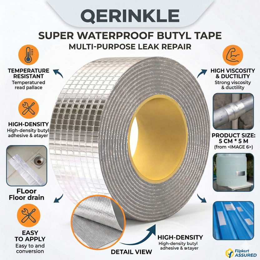 QERINKLE QERINKLE 5 Meter Waterproof Aluminium Duct Tape for Roof Leak surface Crack Window Gap HANDHELD TAPE (Manual)(Set of 1, Silver) - Flipkart Deal