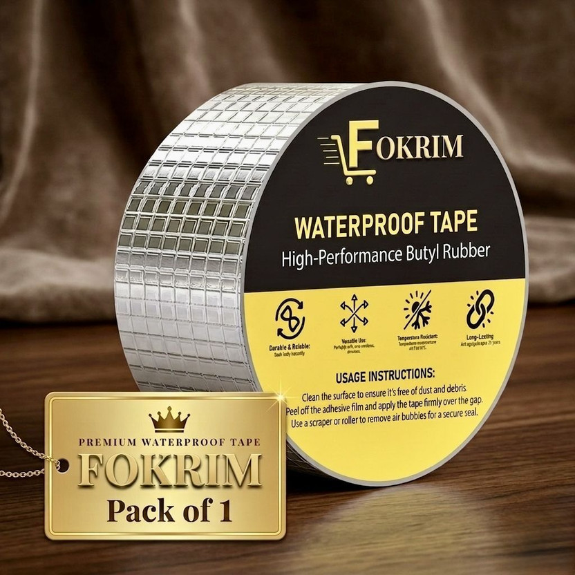 FOKRIM Self Adhesive Super Strong Waterproof waterproof leakage tape Duct tape (Manual)(Set of 1, Silver)