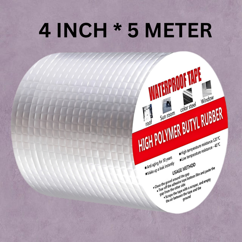 ishkrish enterprise Alluminium Leakage Repair Waterproof Tape For Pipe Roof Water Solution Manual Dispenser Aluminium Foil Adhesive Sealing butyl rubber tape 4 inch x 5 meter (Manual)(Silver)