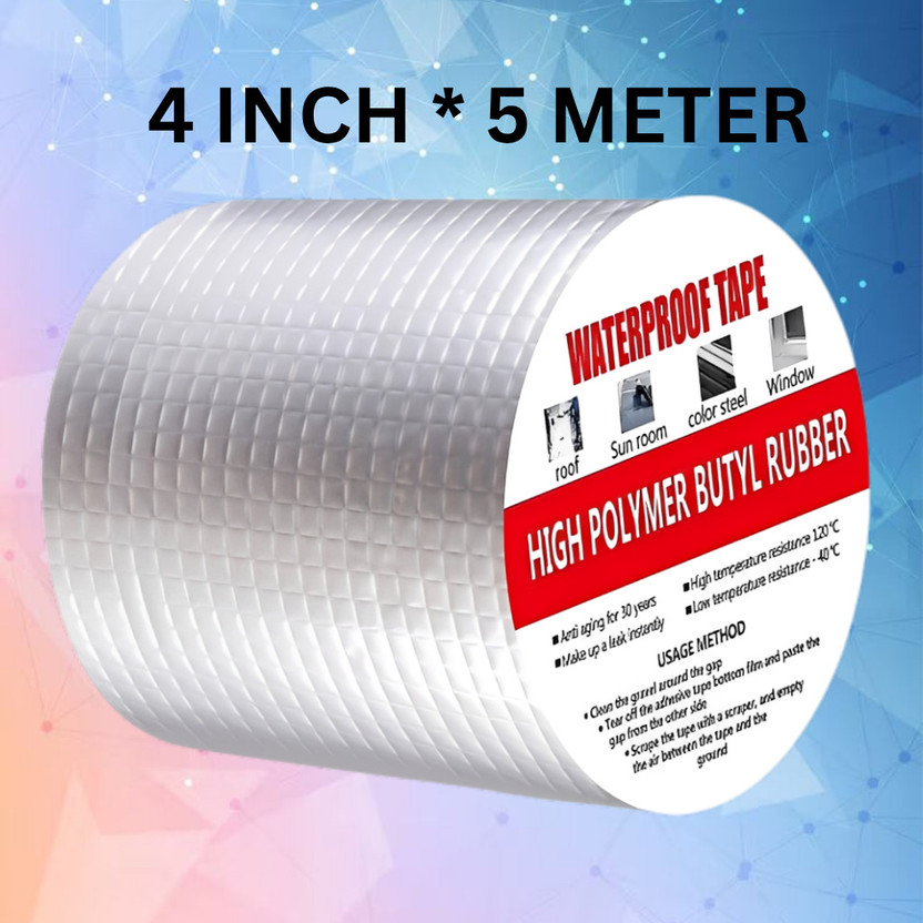JaymukeshCo Alluminium Leakage Repair Waterproof Tape For Pipe Roof Water Solution Manual Dispenser Aluminium Foil Adhesive Sealing butyl rubber tape 4 inch x 5 meter (Manual)(Silver)