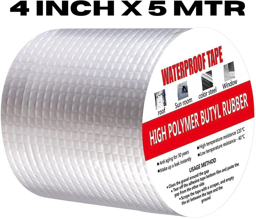 JIYANGO 4 Inch Adhesive Alluminium Foil Waterproof Tape Suitable for Roof water Leakage 5 m Butyl Tape(Silver Pack of 1)