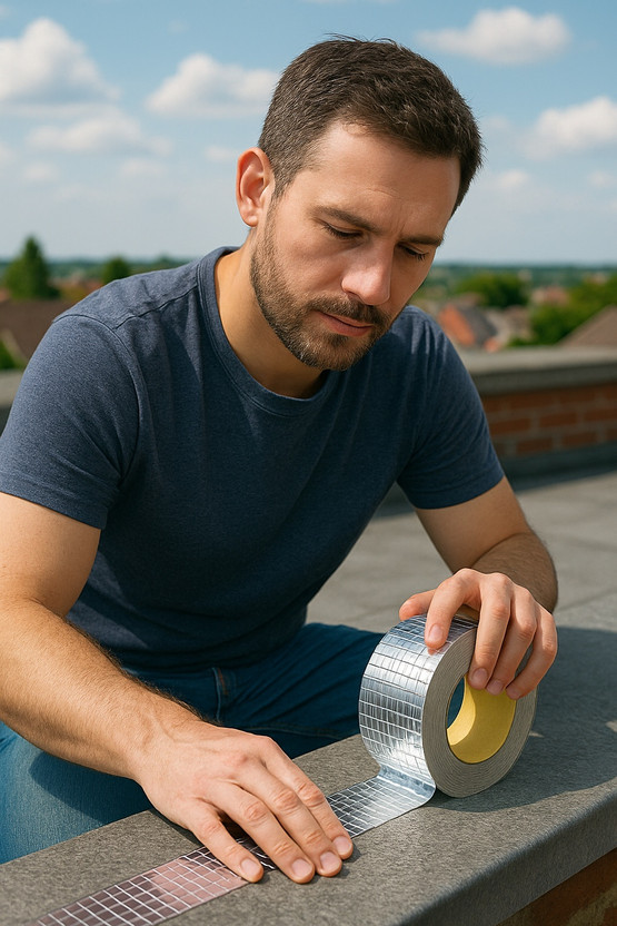 ZILLTOYIN Self-Adhesive Aluminum Foil Tape Roll Without Dispenser Ultra-strong adhesive (Manual)(Set of 1, Silver)