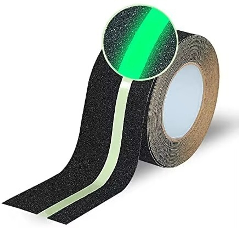 ExeQianming Anti Slip Grip Tape with Green Stripe Non Slip Adhesive Stair Treads,Tread Step Dispenser ‎Linen (Manual)(Set of 1, Black, Green)