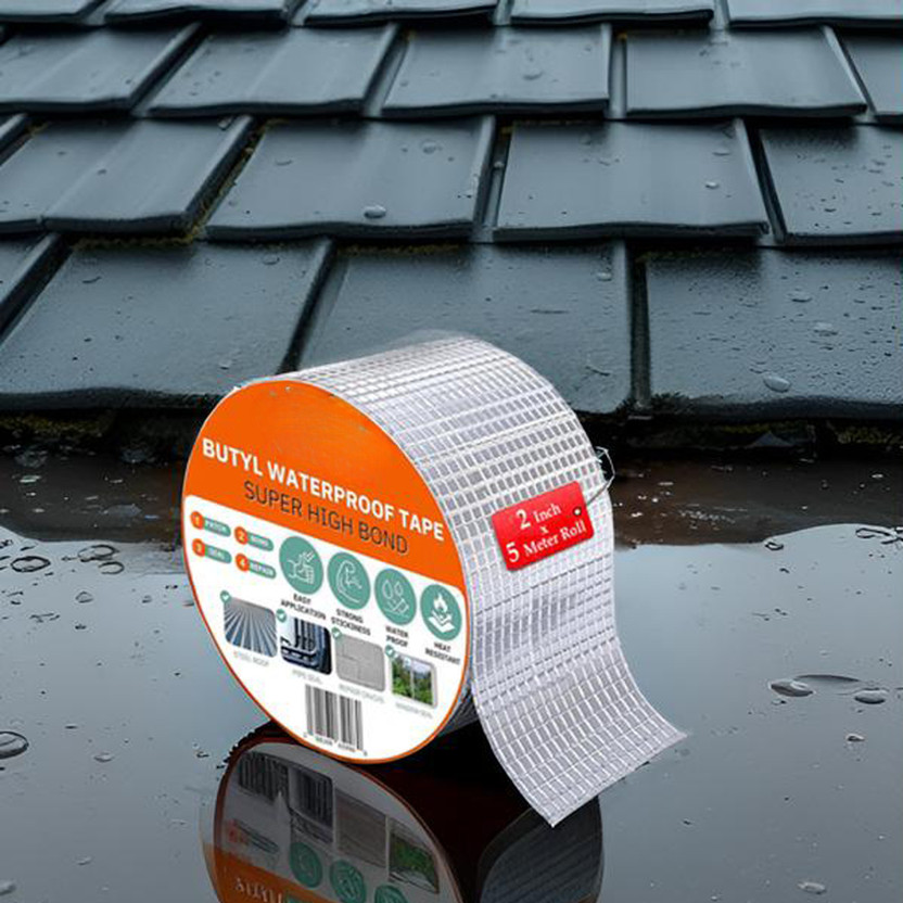 ZUCLLIN Strong butyl adhesive for permanent bonding Heavy-Duty | Aluminum Foil + Butyl Rubber | Leak Sealing Tape Strong butyl adhesive for permanent bonding (Manual)(Set of 1, Silver)