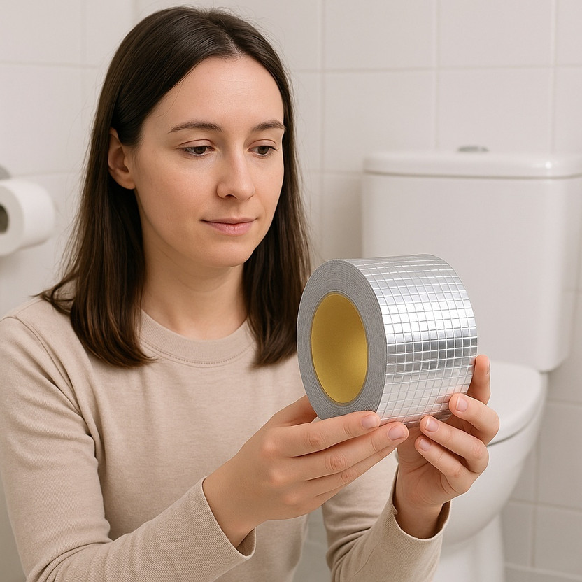 ZILLTOYIN Strong butyl adhesive for permanent bonding Heavy-Duty | Aluminum Foil + Butyl Rubber | Leak Sealing Tape Extra-wide 4-inch coverage for large cracks & joints (Manual)(Set of 1, Silver)