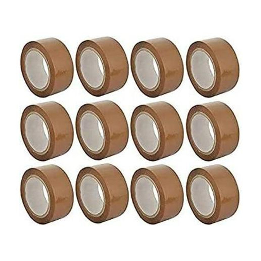 PK Packaging Hub Single Sided Handheld Cello Tapes (Manual)(Set of 12, Brown)