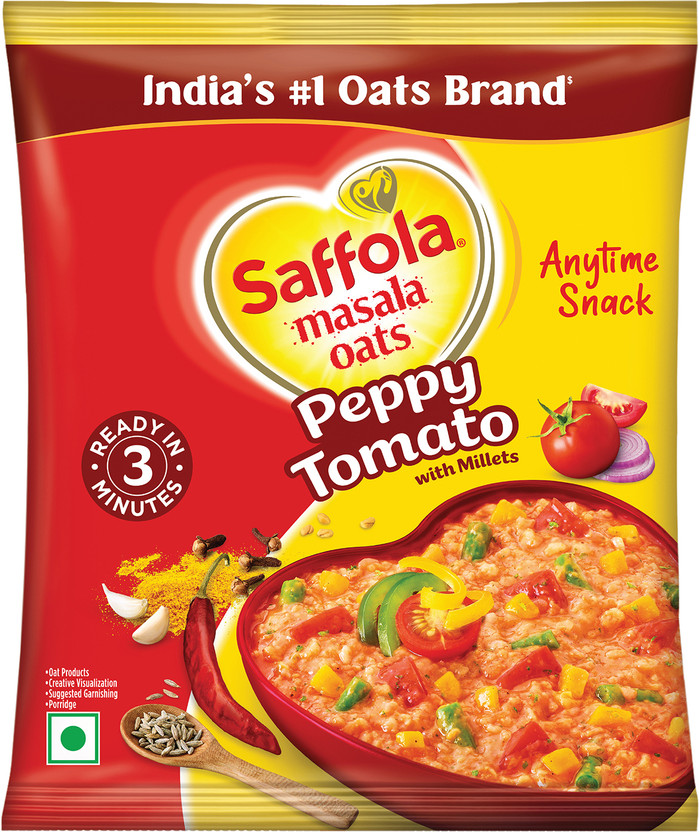 Saffola Masala Oats, Tasty Evening , Healthy Snack, Peppy Tomato Pouch(38 g)
