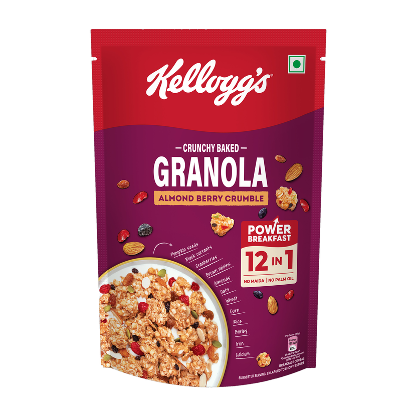 Kellogg's Crunchy Granola Almond Berry Crumble|No Maida|No Palm Oil Pouch(450 g)