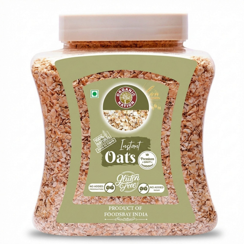 Organic Nation by Organic Nation Instant Oats Whole Grain Oats | Gluten-Free | Healthy Breakfast Plastic Bottle(600 g)