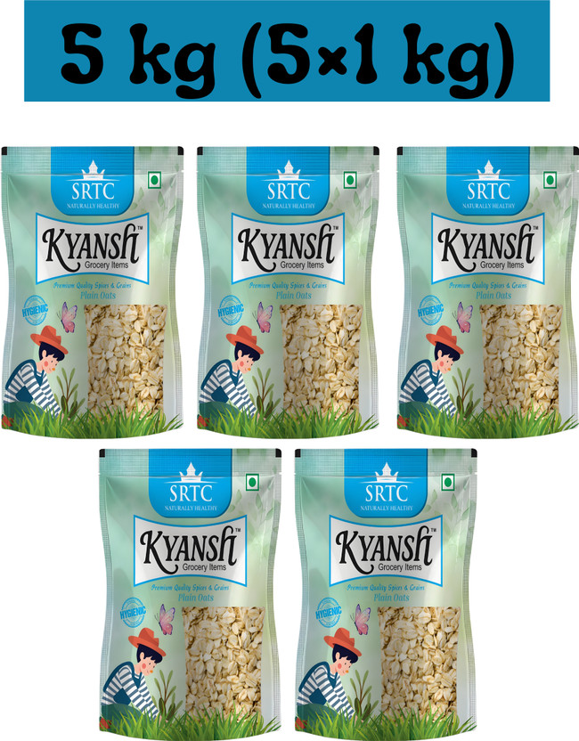 Kyansh 5 kg premium quality Oats, natural Oats 5000g Pouch(5 x 1 kg)
