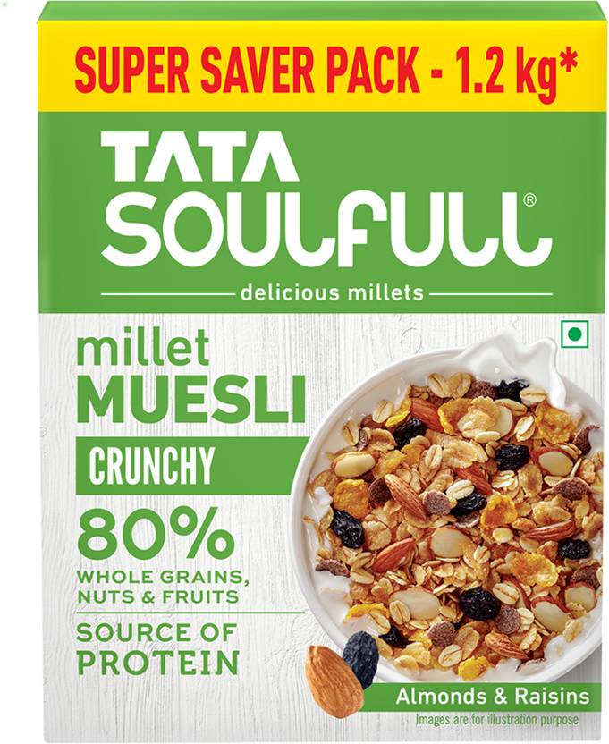 Tata Soulfull Crunchy Millet Muesli,80 Wholegrains,Fruits & Nuts