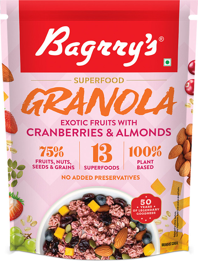 Bagrry's 13 in 1 Granola Exotic Fruits With Cranberries & Almonds Pouch(400 g)