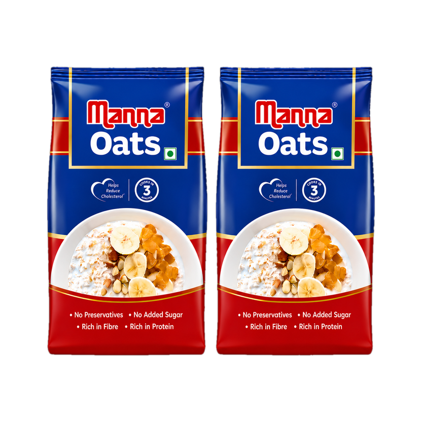 Manna by Southern Health Foods Oats 2kg - High Protein Oats & Fiber, Instant Wholegrain Breakfast Cereal Pouch(2 x 1 kg)