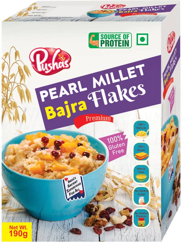 Pusha's Pearl Millet Bajra Flakes Pohahealthy gluten free protein rich
