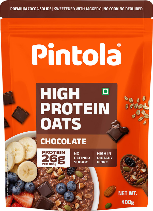 Pintola by Das Superfoods 26g High Protein Oats , Dark Chocolate,No Refined Sugar Pouch(400 g)