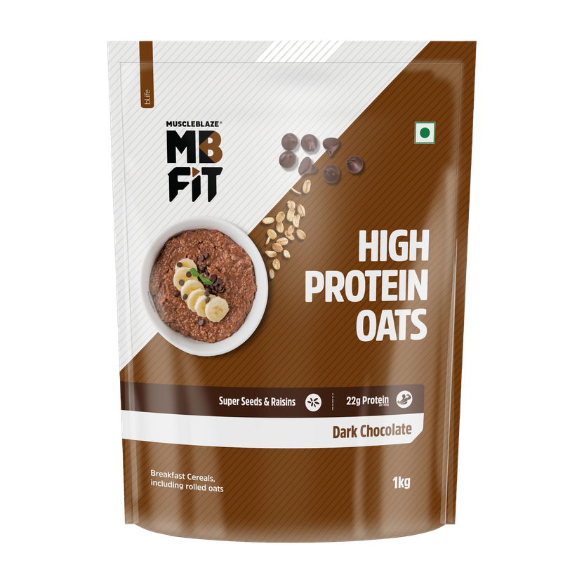 MUSCLEBLAZE High Protein Oats, Gluten Free, Dark Chocolate Pouch(1 kg)