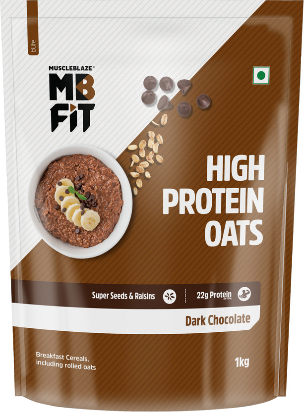 MUSCLEBLAZE High Protein Oats, Gluten Free, Dark Chocolate Pouch(1 kg)