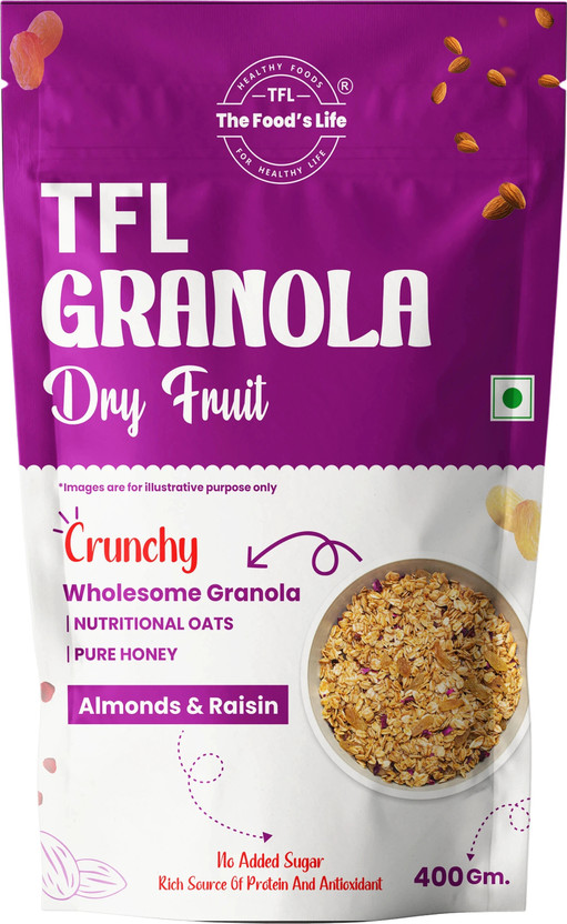 TFL(The Food's Life) Roasted Crunchy Dry Fruit Granola - High Fiber & Protein Breakfast Pouch(400 g)