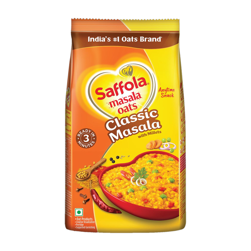 Saffola by Saffola Masala Oats, Classic Masala Anytime Snack Ready in 3 mins No added preservatives Pouch(750 g)
