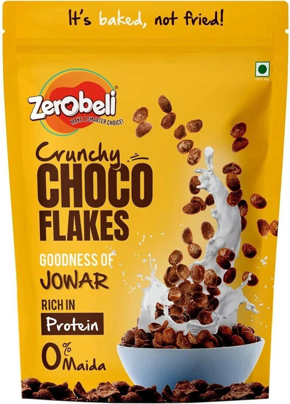 Zerobeli Choco Flakes Fiber Rich Scoops | With Goodness of Jowar Pouch(460 g)