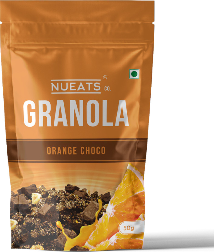 NUEATS CO. Orange Choco Granola High Protein Breakfast Cereal with Oats 50g Pack of 1 Pouch(50 g)