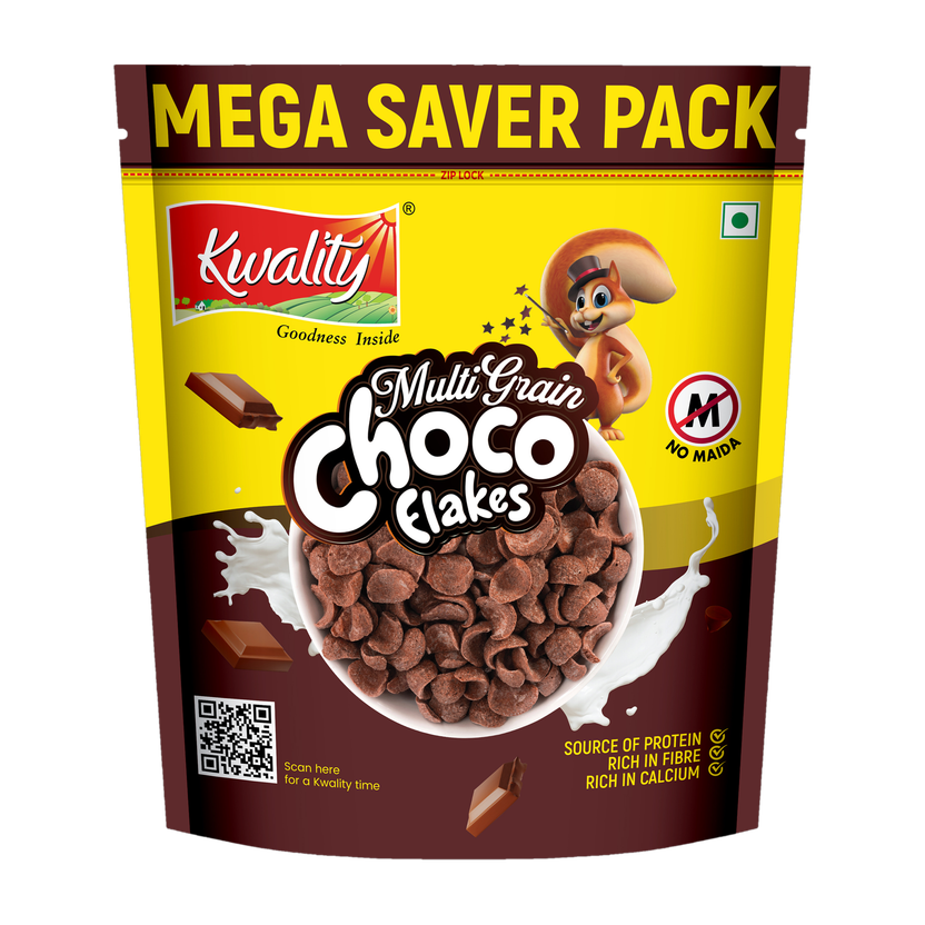 Kwality Multigrain choco flakes ,Made with Whole Wheat Pouch(1 kg)