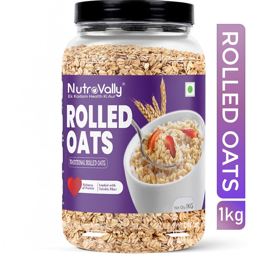 NutroVally NutroVally by Oats, Rolled Oats | Healthy Breakfast for Weight Loss | Gluten Free & Fiber Rich Oats Jar(1 kg) - Flipkart Deal